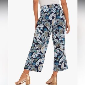 Jessica London Blue, White, & Yellow Paisley Print Wide-Leg Pants Size 22W